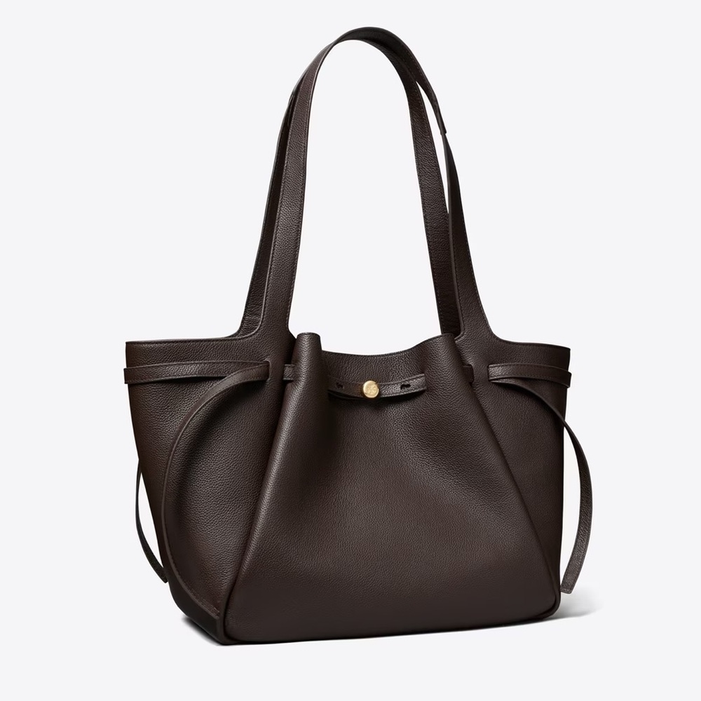Tory Burch Dark Brown Leather Tote Shoulder Bag
